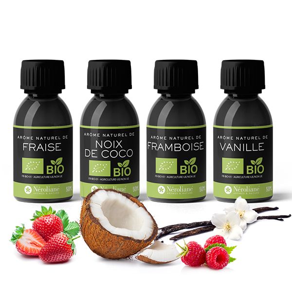 Pack 4 sabores Orgánicos* Ecocert-FR-BIO-01 + 4 tapones de pipeta gratis | Neroliane